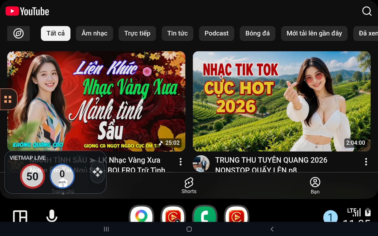 Cartube trên màn hình xe